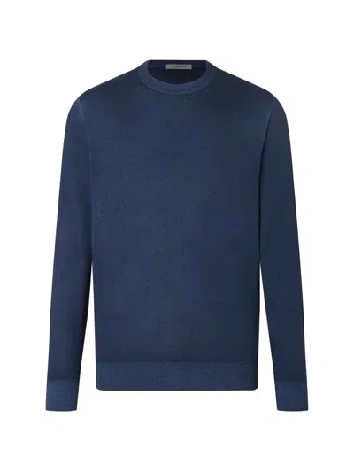 Corneliani Ribbed Crew Neck Sweater In Blue