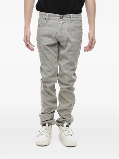 Corneliani Ribbed Five-pocket Trousers In Gray