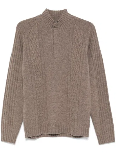 Corneliani Ribbed Sweater In Neutrals