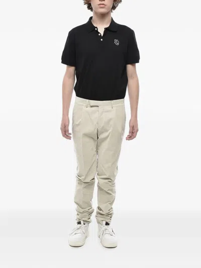 Corneliani Ribbed Velour Trousers In Neutrals