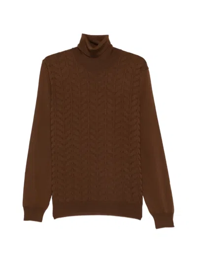 Corneliani Roll-neck Sweater In Brown