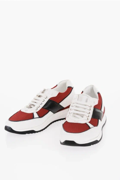 Corneliani Rubber Sole Leather And Fabric Lace-up Sneakers
