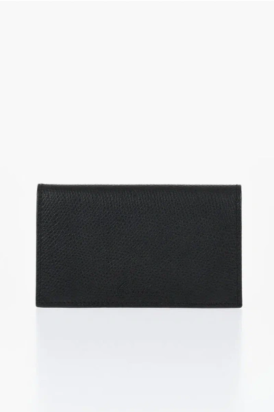 Corneliani Saffiano Leather Bifold Card Holder In Black