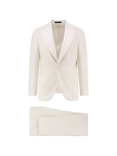 Corneliani Satin-lapel Single-breasted Wool Suit In Pink