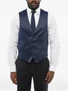 Corneliani Satin Piped-pocket Waistcoat In Blue
