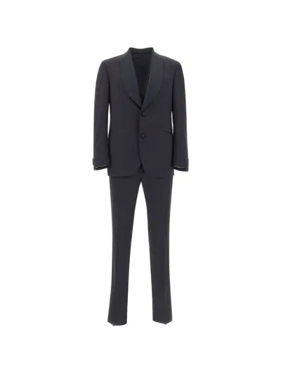 Corneliani Satin Shawl-lapel Three-piece Suit In Gray