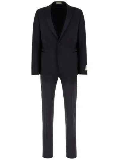 Corneliani Satin-trim Suit In Blau
