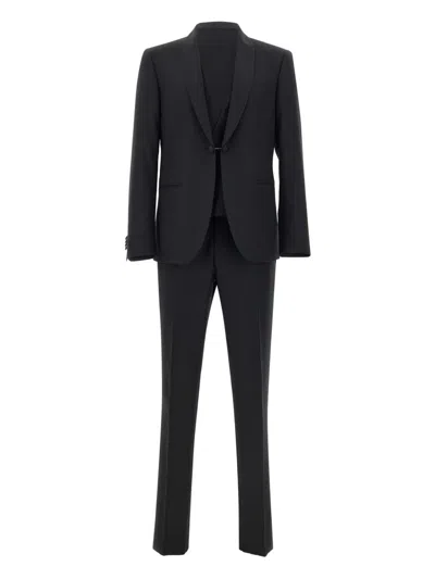 CORNELIANI SATIN-TRIM THREE-PIECE SUIT