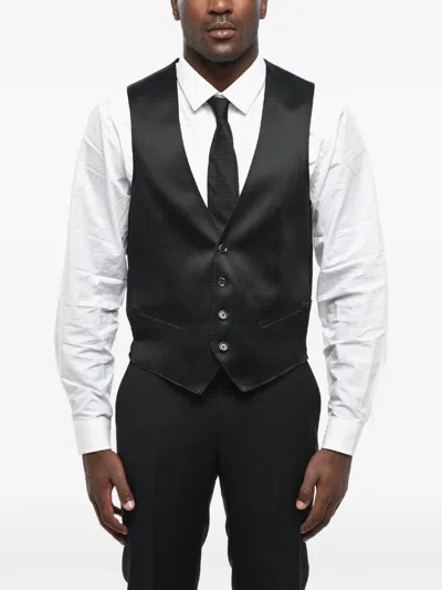 Corneliani Satin Welt-pocket Waistcoat In Black