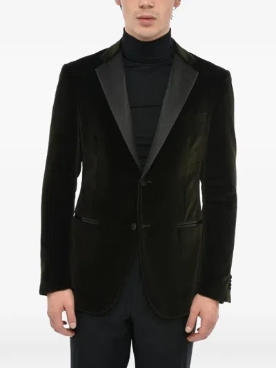 Corneliani Satin-lapel Single-breasted Blazer In Black