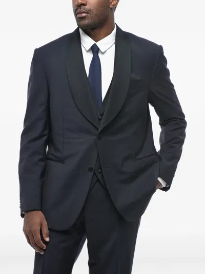 Corneliani Satin-lapel Suit (set Of Three) In Blue