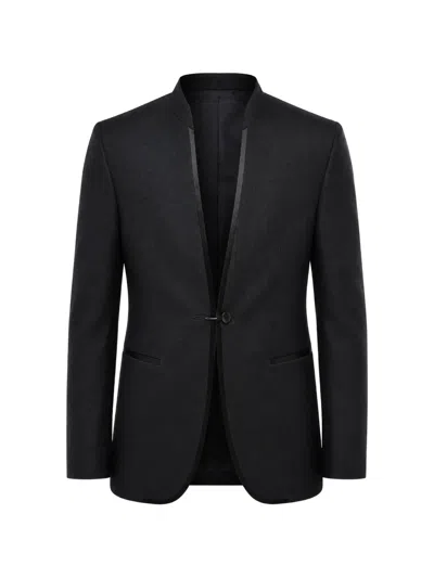 Corneliani Satin-trim Single-breasted Blazer In Black