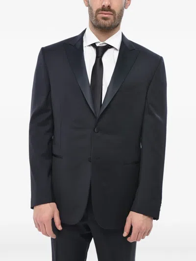 Corneliani Satin-trim Suit In Black