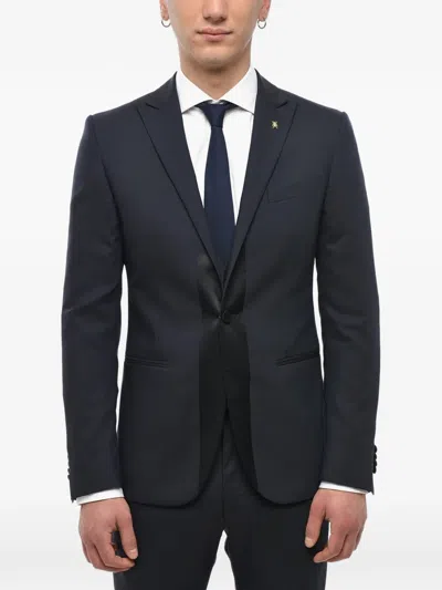 Corneliani Satin-trim Three-piece Suit In Blue