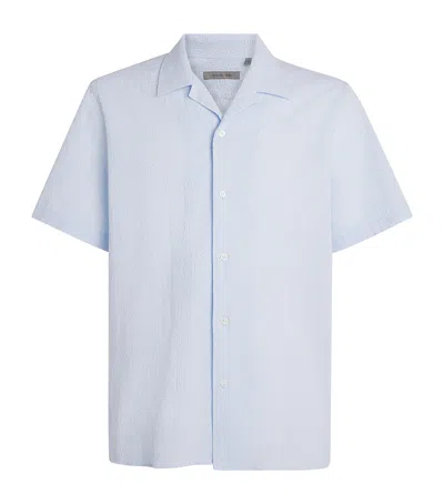 Corneliani Seersucker Stripe Shirt In Blue