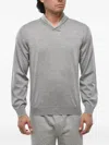 Corneliani Shawl-collar Wool Sweater In Gray