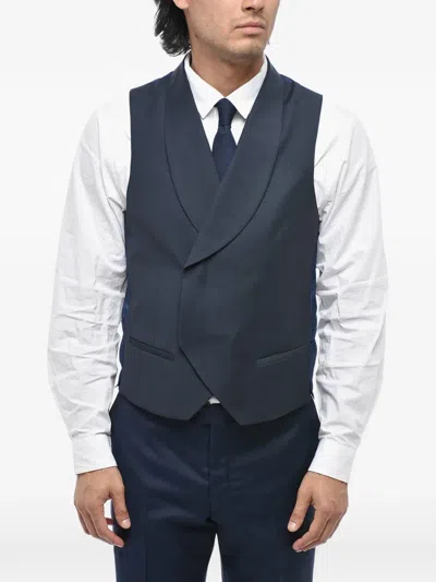 Corneliani Shawl-lapel Double-breasted Waistcoat In Blue