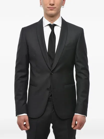 Corneliani Shawl-lapel Three-piece Suit In Black