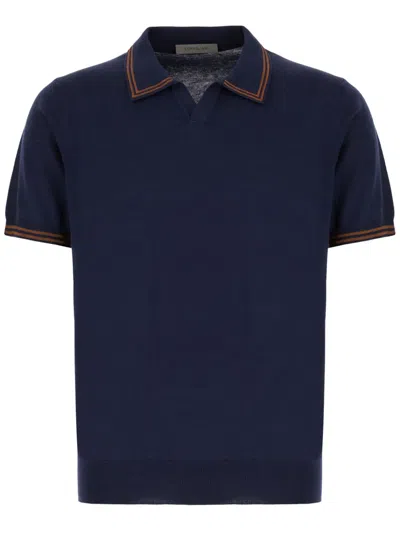 Corneliani Short Sleeve Polo Shirt In Blau