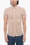 Corneliani Short-sleeved Cotton Blend Shirt With Geometric Pattern