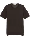 Corneliani Short-sleeved Silk Knitwear Top With Crew Neckline