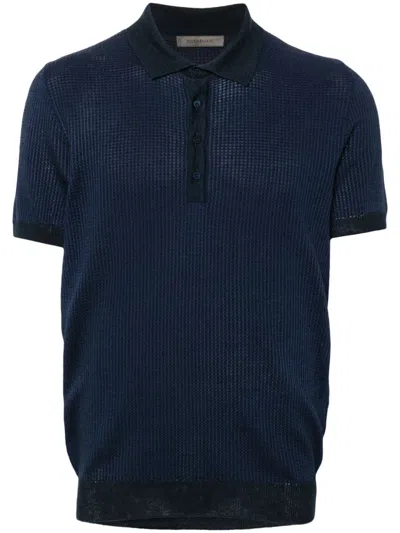 Corneliani Shortsleeved Polo Shirt In Blue
