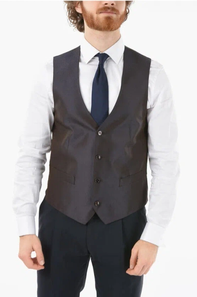 Corneliani Silk 4-buttons Academy Cerimonia Waistcoat In Brown