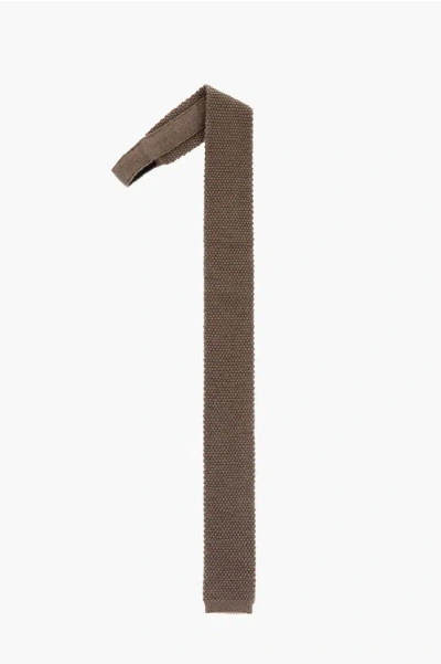 Corneliani Silk And Cashmere Knitted Tie In Brown