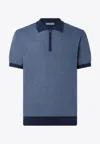 Corneliani Silk-blend Polo T-shirt In Blue
