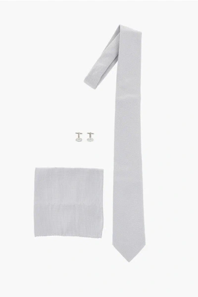 Corneliani Silk Blend Tie-cufflinks-pocket Square Set