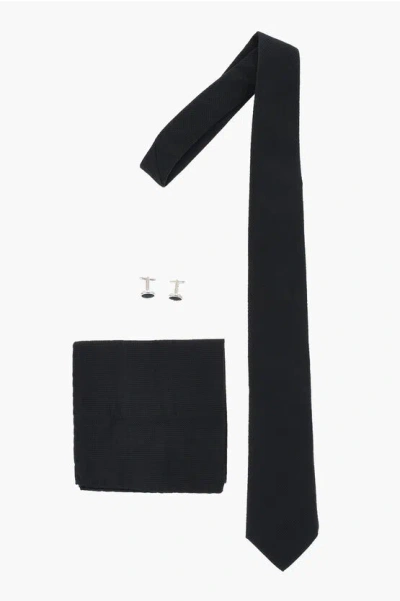 Corneliani Silk Blend Tie-cufflinks-pocket Square Set