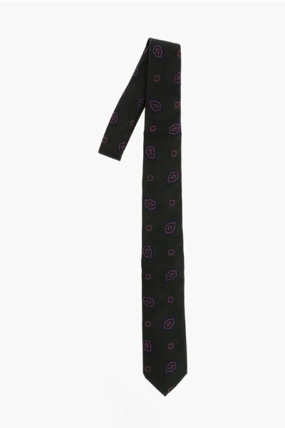 Corneliani Silk Blend Tie With Paisley Motif Grösse Unica