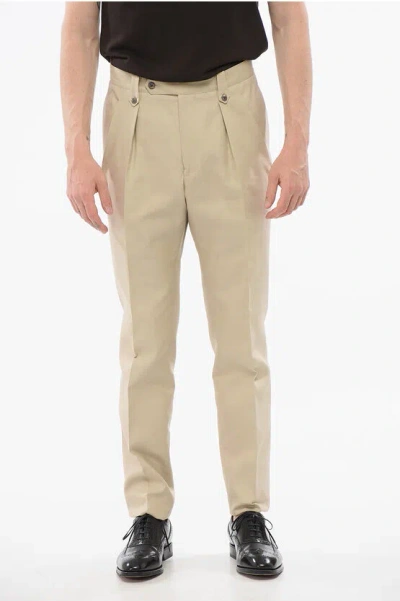 Corneliani Silk Blended Pants With Pleats In Neutral