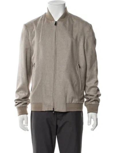 Pre-owned Corneliani Silk Bomber Jacket W/ Tags In Brown