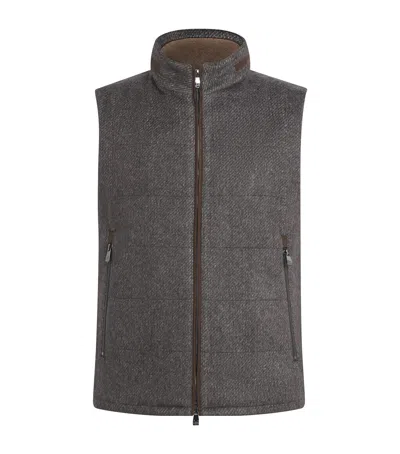 Corneliani Silk-cashmere Gilet In Gray