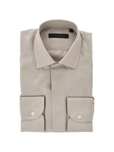 Corneliani Silk Concealed-placket Shirt In Gray