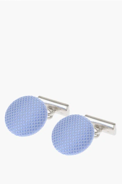 CORNELIANI SILK COVERED BRASS CUFFLINKS