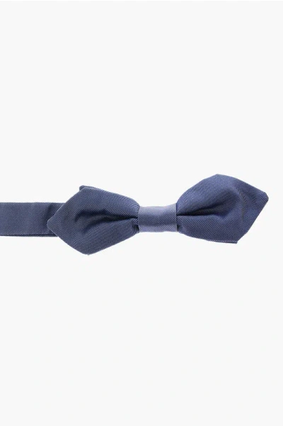 Corneliani Silk Diamond Point Bow Tie In Blue