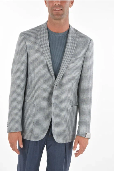 Corneliani Silk Gate Blazer With Notch Lapel In Gray