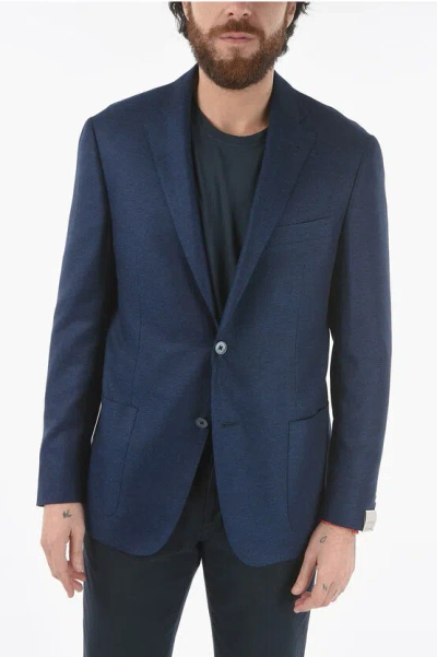 Corneliani Silk Gate Side Vents Patch Pocket 2-button Blazer In Blue