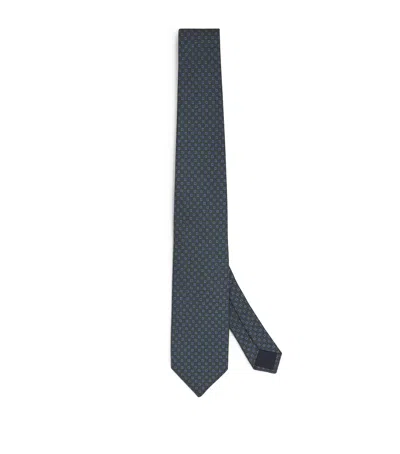 Corneliani Silk Geometric Jacquard Tie In Blue