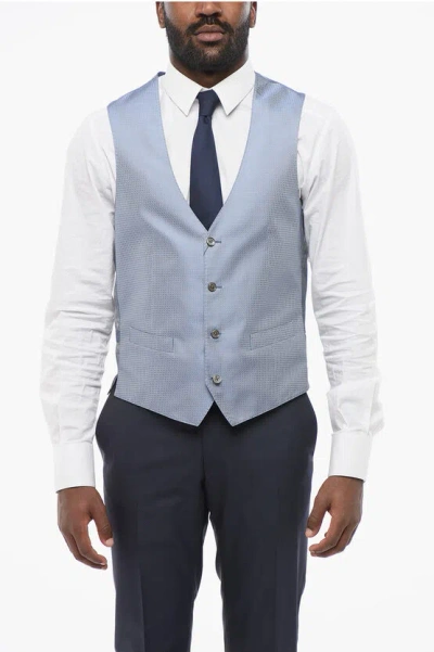 Corneliani Silk Geometric Motif Vest With Half-belt Grösse 50
