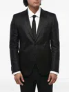 Corneliani Silk Jacquard Blazer In Black