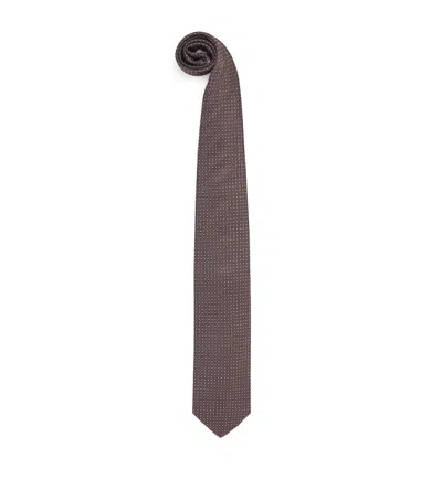 Corneliani Silk Jacquard Tie In Brown