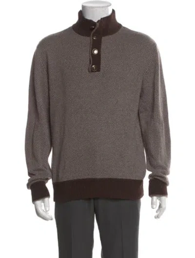 Pre-owned Corneliani Silk Mock Neck Polo Sweater In Brown