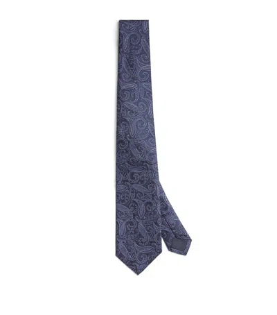 Corneliani Silk Paisley Tie In Navy