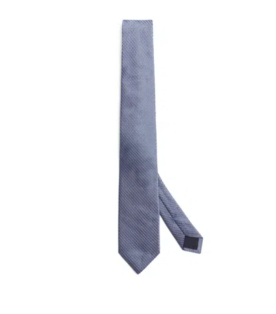 Corneliani Silk Patterned Tie In Blue
