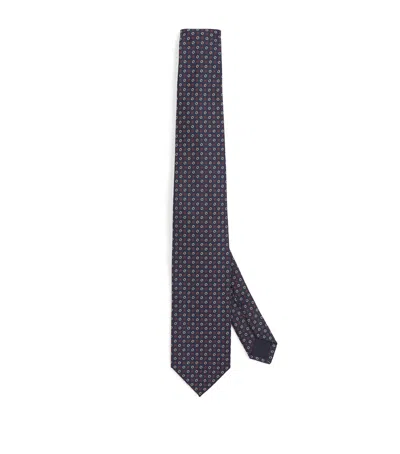 Corneliani Silk Patterned Tie In Blue
