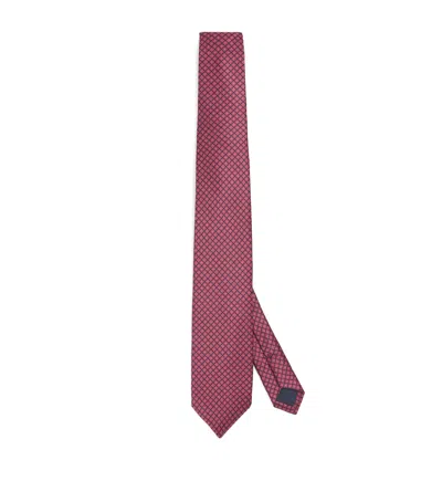Corneliani Silk Patterned Tie In Purple