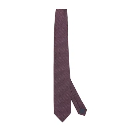 Corneliani Silk Patterned Tie In Brown